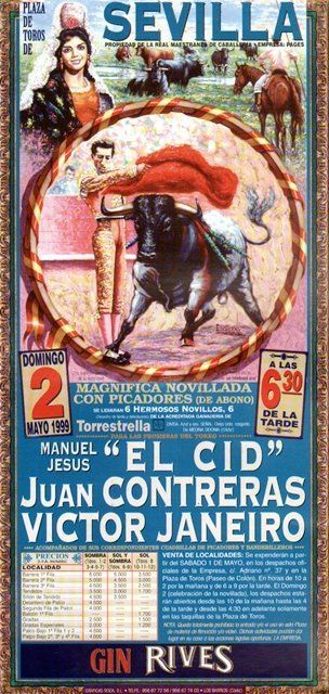 CARTEL PLAZA DE TOROS DE SEVILLA DOMIGO 2 DE MAYO 1999