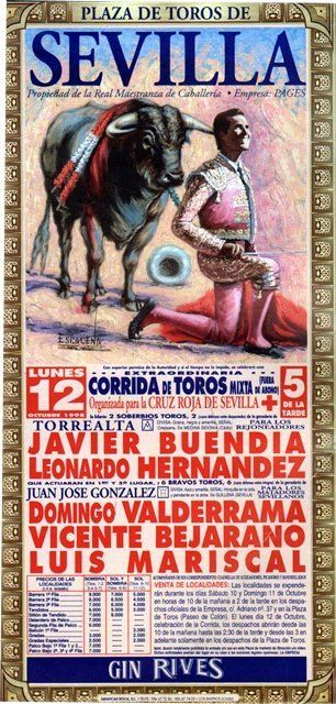 CARTEL PLAZA DE TOROS DE SEVILLA LUNES 12 DE OCTUBRE DE 1998