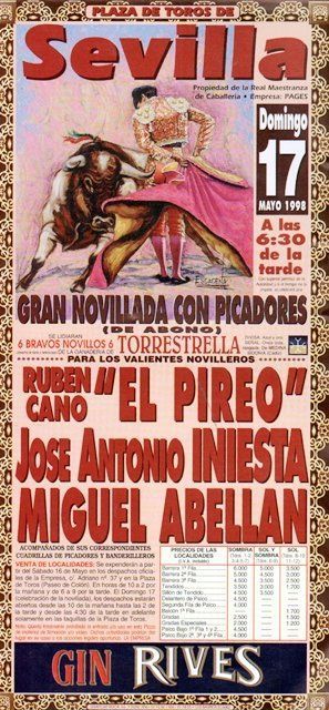 CARTEL PLAZA DE TOROS DE SEVILLA DOMINGO 17 DE MAYO DE 1998
