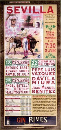 CARTEL PLAZA DE TOROS DE SEVILLA DOMINGO 18, 22 Y 25 DE JUNIO DE 2000
