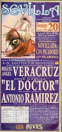 CARTEL PLAZA DE TOROS DE SEVILLA DOMINGO 20 DE JUNIO 1999
