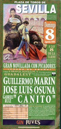 CARTEL PLAZA DE TOROS DE SEVILLA DOMINGO 8 DE AGOSTO DE 1999