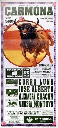 CARTEL PLAZA DE TOROS DE CARMONA SABADO 1 DE JULIO DE 2000
