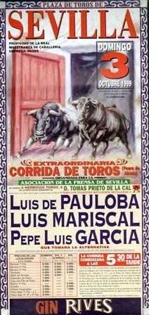 CARTEL PLAZA DE TOROS DE SEVILLA DOMINGO 3 DE OCTUBRE DE 1999
