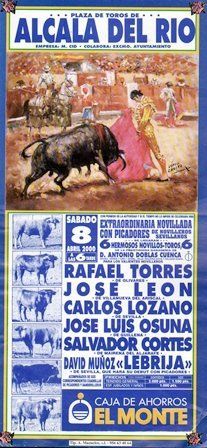 CARTEL PLAZA DE TOROS DE ALCALA DEL RIO SABADO 8 DE ABRIL DE 2000