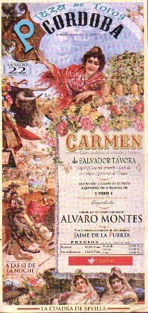CARTEL PLAZA DE TOROS DE CORDOBA OPERA CARMEN 22 MAYO 1999