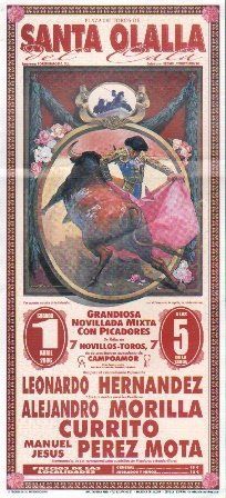 CARTEL PLAZA DE TOROS DE SANTA OLALLA DEL CALA SABADO 1 DE ABRIL DE 2006