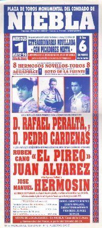 CARTEL PLAZA DE TOROS DEL CONDADO DE NIEBLA MIERCOLES 1 DE MAYO DE 1996