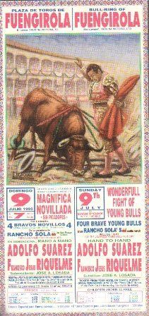 CARTEL PLAZA DE TOROS PLAZA DE TOROS DE FUENGIROLA DOMINOG 9 JULIO 1995