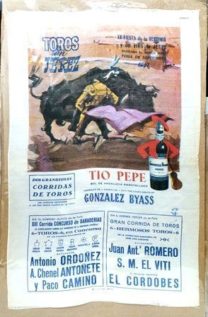 CARTEL EN SEDA JEREZ XX FIESTA DE LA VENDIMIA Y DEL VINO DE JEREZ SEPTIEMBRE 1967