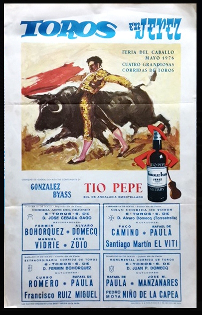 CARTEL TOROS EN JEREZ FERIA DEL CABALLO AÑO 1976 EN SEDA