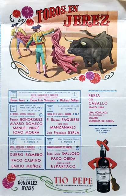 CARTEL TOROS EN JEREZ FERIA DEL CABALLO AÑO 1980 EN SEDA