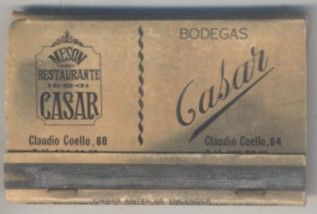 CAJA DE CERILLA RESTAURANTE CASAR PEDIDO MINIMO 5€