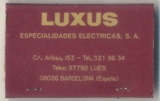CAJA DE CERILLA LUXUS ESPECIALIDADES ELECTRICAS PEDIDO MINIMO 5€