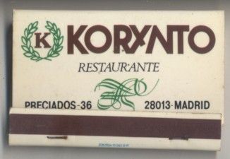 CAJA DE CERILLA RESTAURANTE KORINTO PEDIDO MINIMO 5€