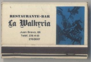 CAJA DE CERILLA RESTAURANTE-BAR LA WALKYRIA PEDIDO MINIMO 5€