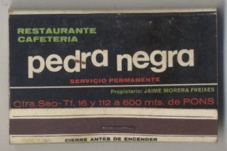 CAJA DE CERILLA RESTAURANTE CAFETERIA PEDRA NEGRA PEDIDO MINIMO 5€