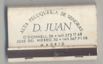 CAJA DE CERILLA ALTA PELUQUERIA DE SEÑORAS D. JUAN  PEDIDO MINIMO 5€