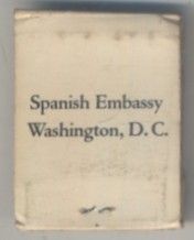 CAJA DE CERILLA SPANISH EMBASY WASHINTONG, D.C. PEDIDO MINIMO 5€