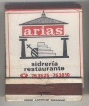 CAJA DE CERILLA SIDRERIA RESTAURANTE ARIAS PEDIDO MINIMO 5€