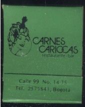 CAJA DE CERILLA CARNES CARICCAS RESTAURANTE BAR  PEDIDO MINIMO 5€