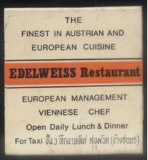 CAJA DE CERILLA EDELWEISS RESTAURANT  PEDIDO MINIMO 5€