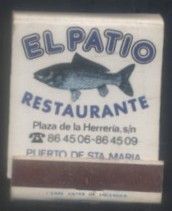 CAJA DE CERILLA  RESTAURANTE EL PATIO  PEDIDO MINIMO 5€