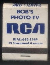 CAJA DE CERILLA  BOB'S PHOTO-TV RCA  PEDIDO MINIMO 5€