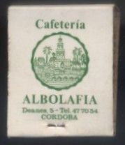 CAJA DE CERILLA  CAFETERIA ALBOLAFIA  PEDIDO MINIMO 5€