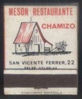 CAJA DE CERILLA  MESON RESTAURANTE CHAMIZO  PEDIDO MINIMO 5€