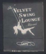 CAJA DE CERILLA THE VELVET SWING LOUNGE MIAMI PEDIDO MINIMO 5€