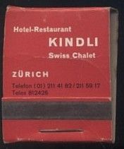 CAJA DE CERILLA HOTEL RESTAURANT KINDLI  PEDIDO MINIMO 5€