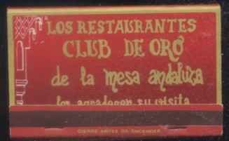 CAJA DE CERILLALOS RESTAURANTES CLUB DE ORO  PEDIDO MINIMO 5€