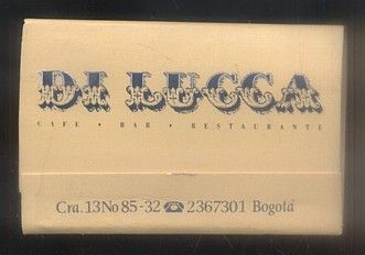 CAJA DE CERILLA CAFÉ BAR RESTAURANTE DI LUCCA PEDIDO MINIMO 5€