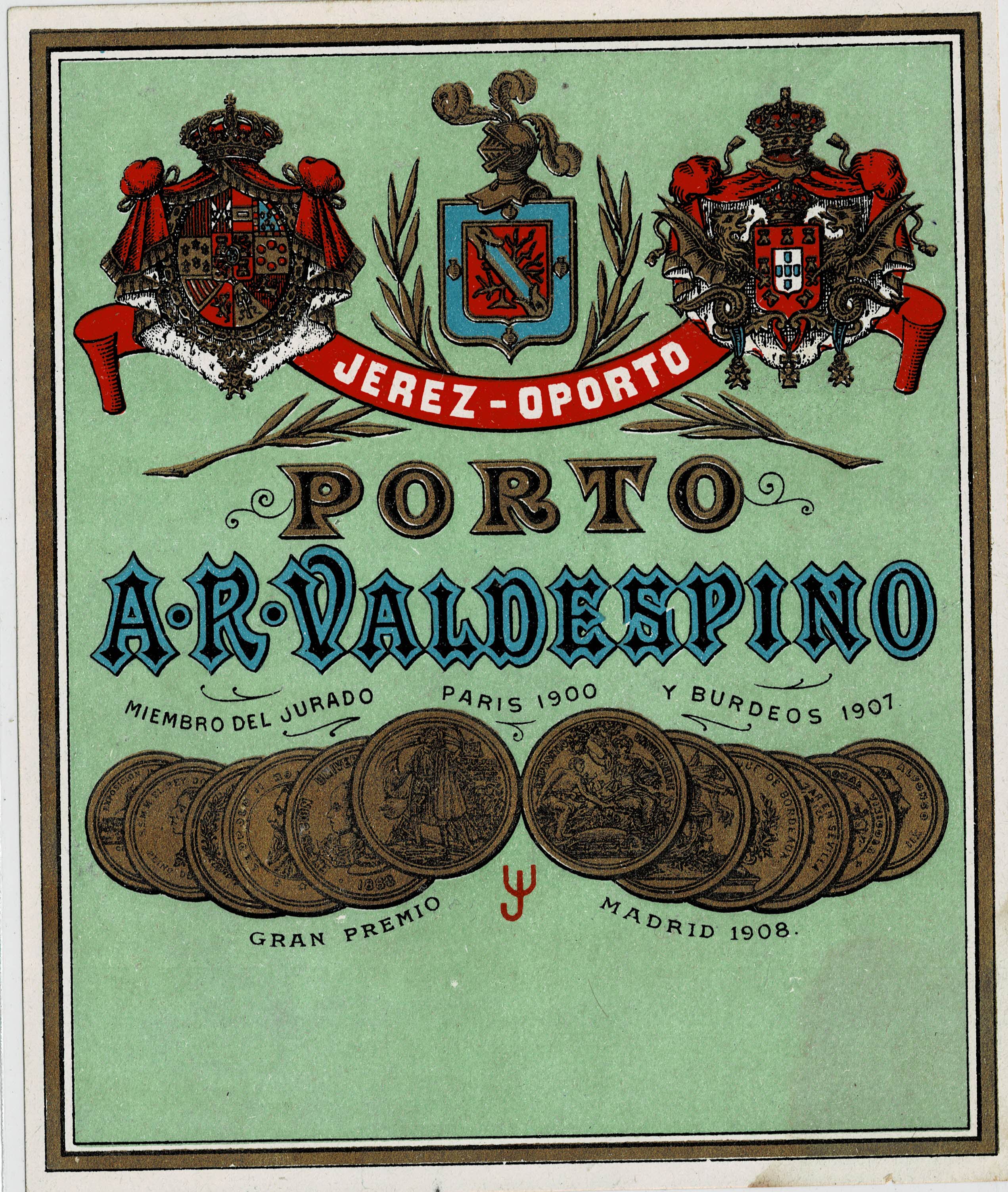 ETIQUETA  VINO PORTO A.R. VALDESPINO