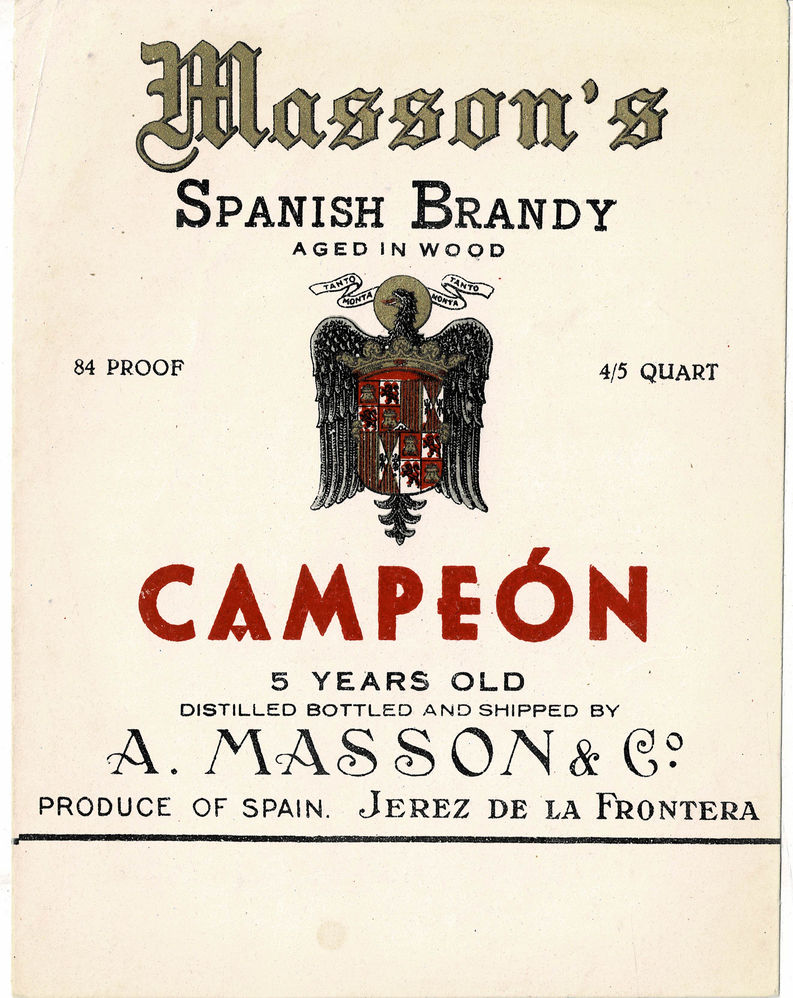 ETIQUETA BRANDY MASSON'S CAMPEON