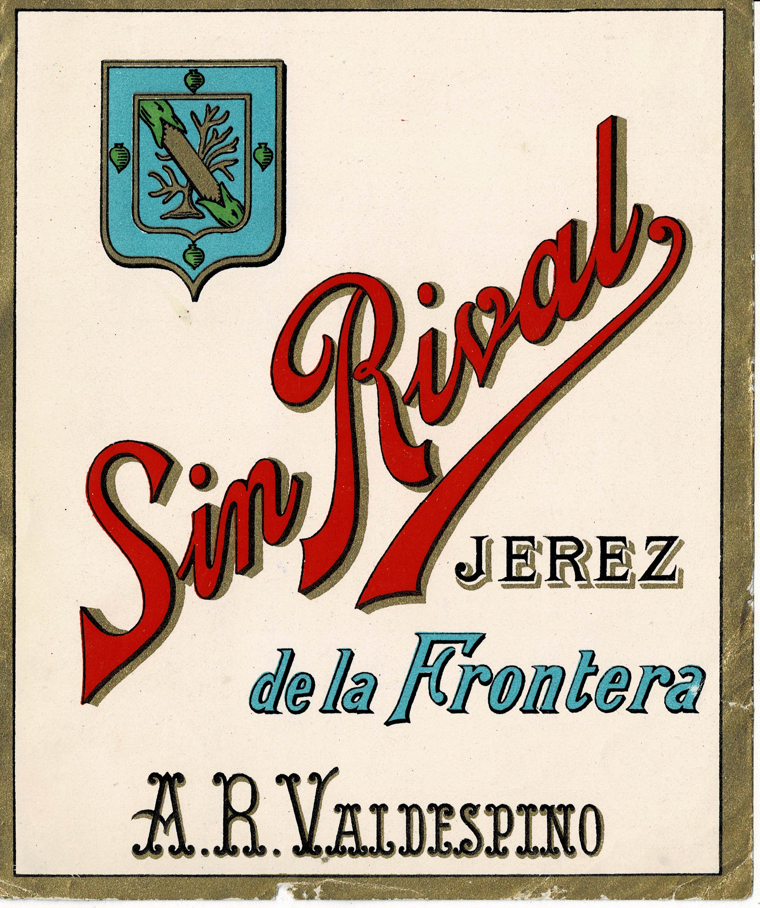 ETIQUETA VINO SIN RIVAL. A.R. VALDESPINO