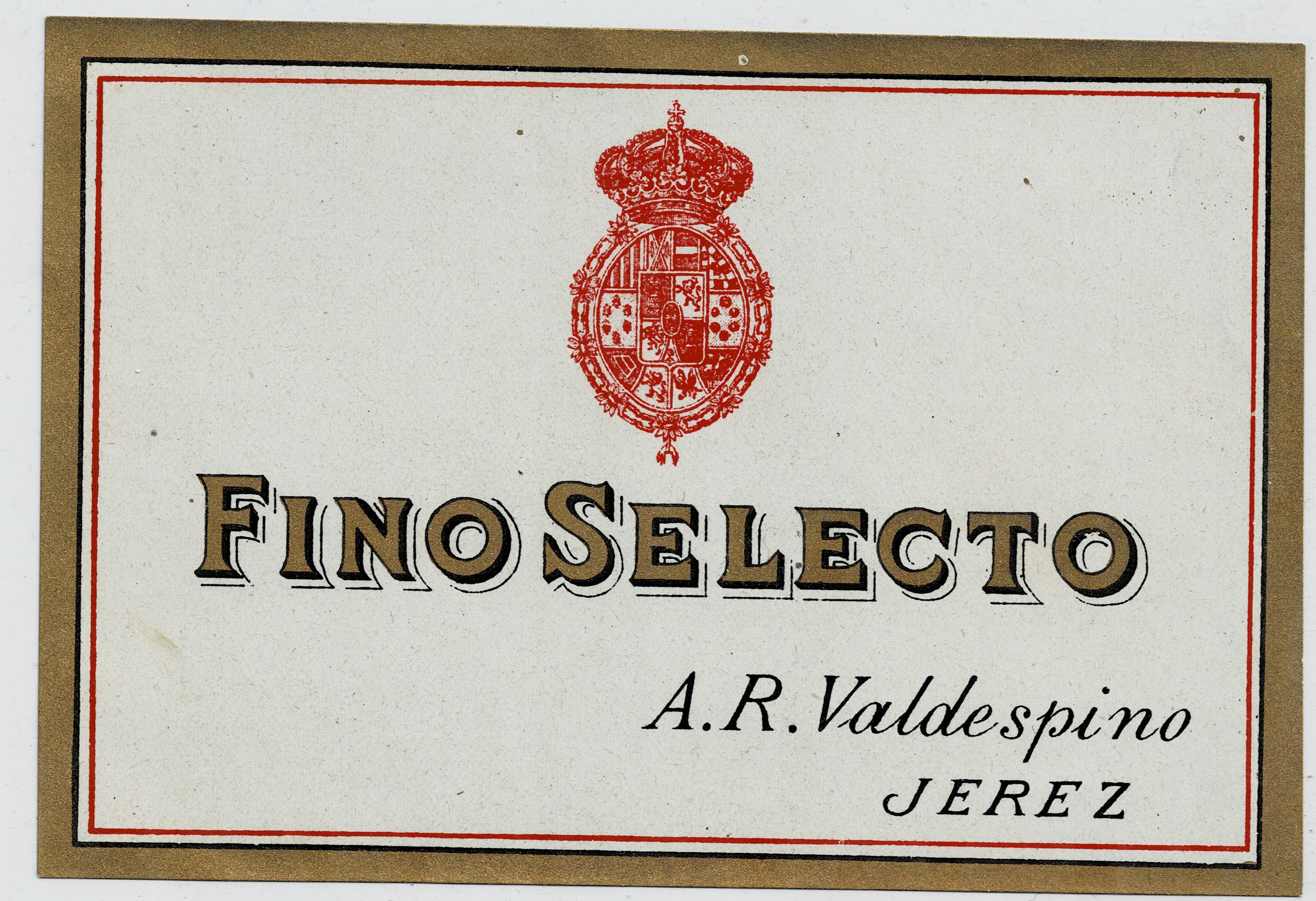 ETIQUETA VINO FINO SELECTO A.R. VALDESPINO