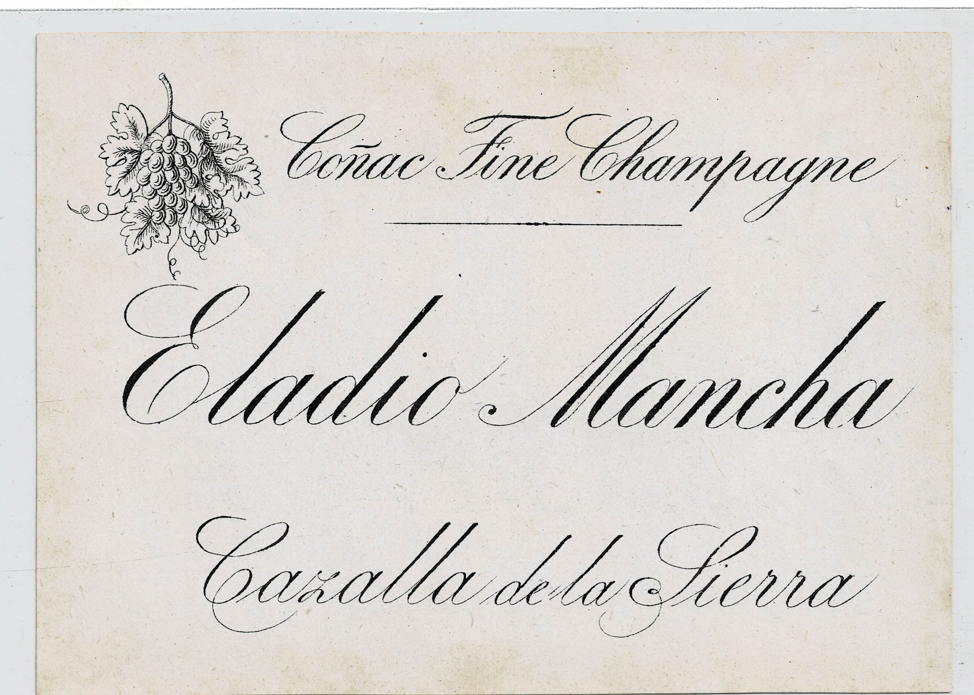 ETIQUETA COÑAC FINE CHAMPAGNE ELADIO MANCHA