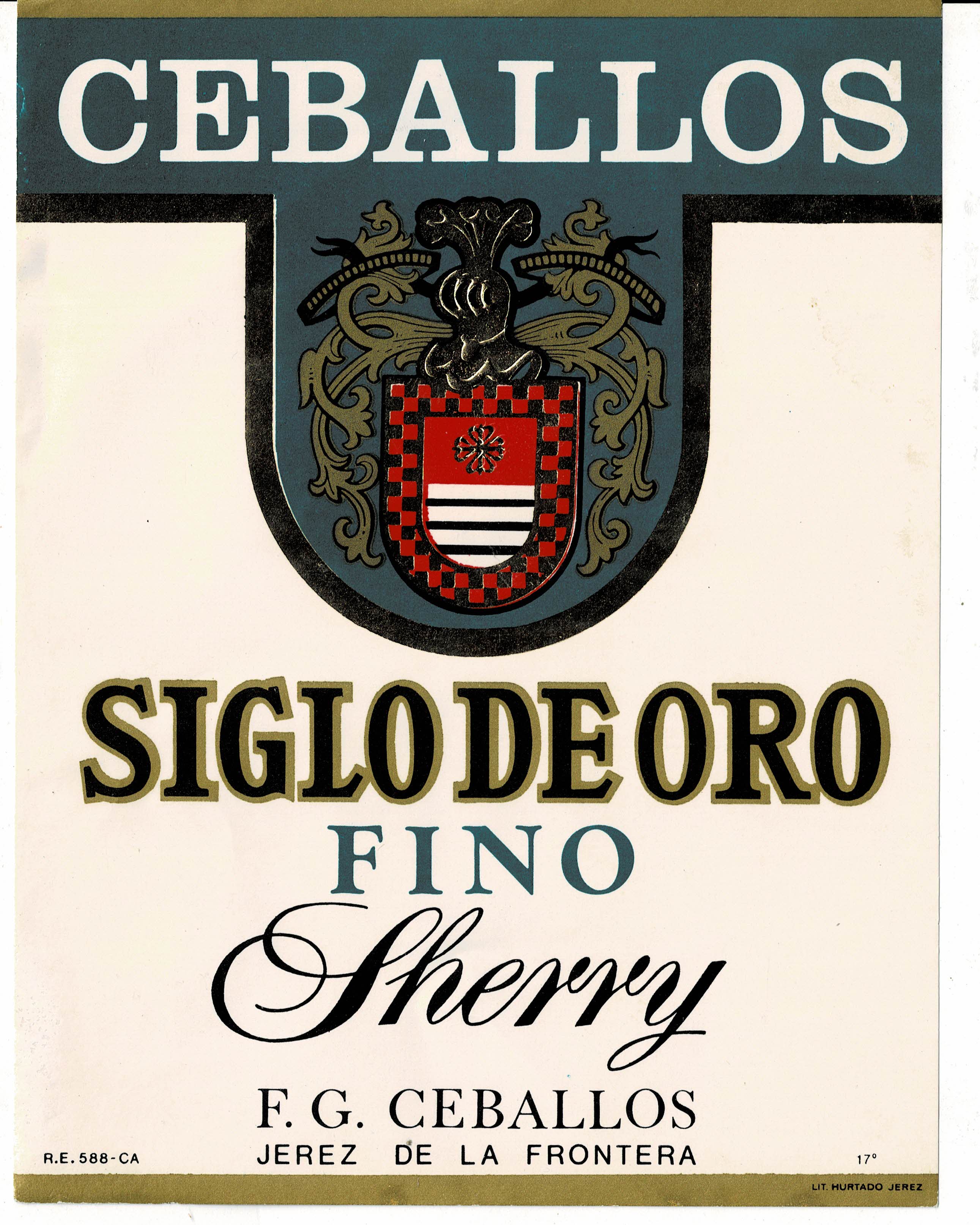 ETIQUETA VINO CEBALLOS SIGLO DE ORO FINO SHERRY