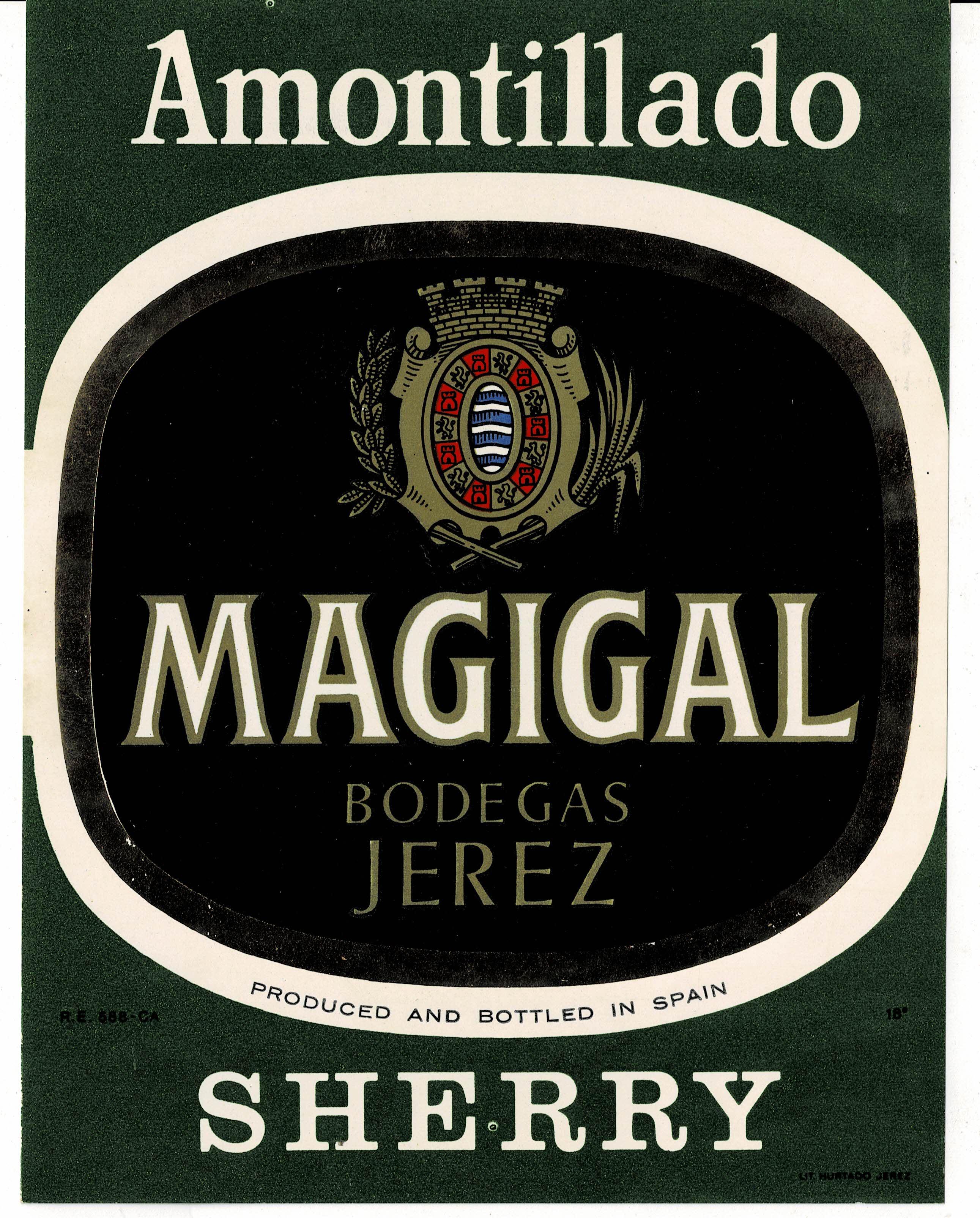 ETIQUETA VINO AMONTILLADO MAGIGAL BODEGAS JEREZ