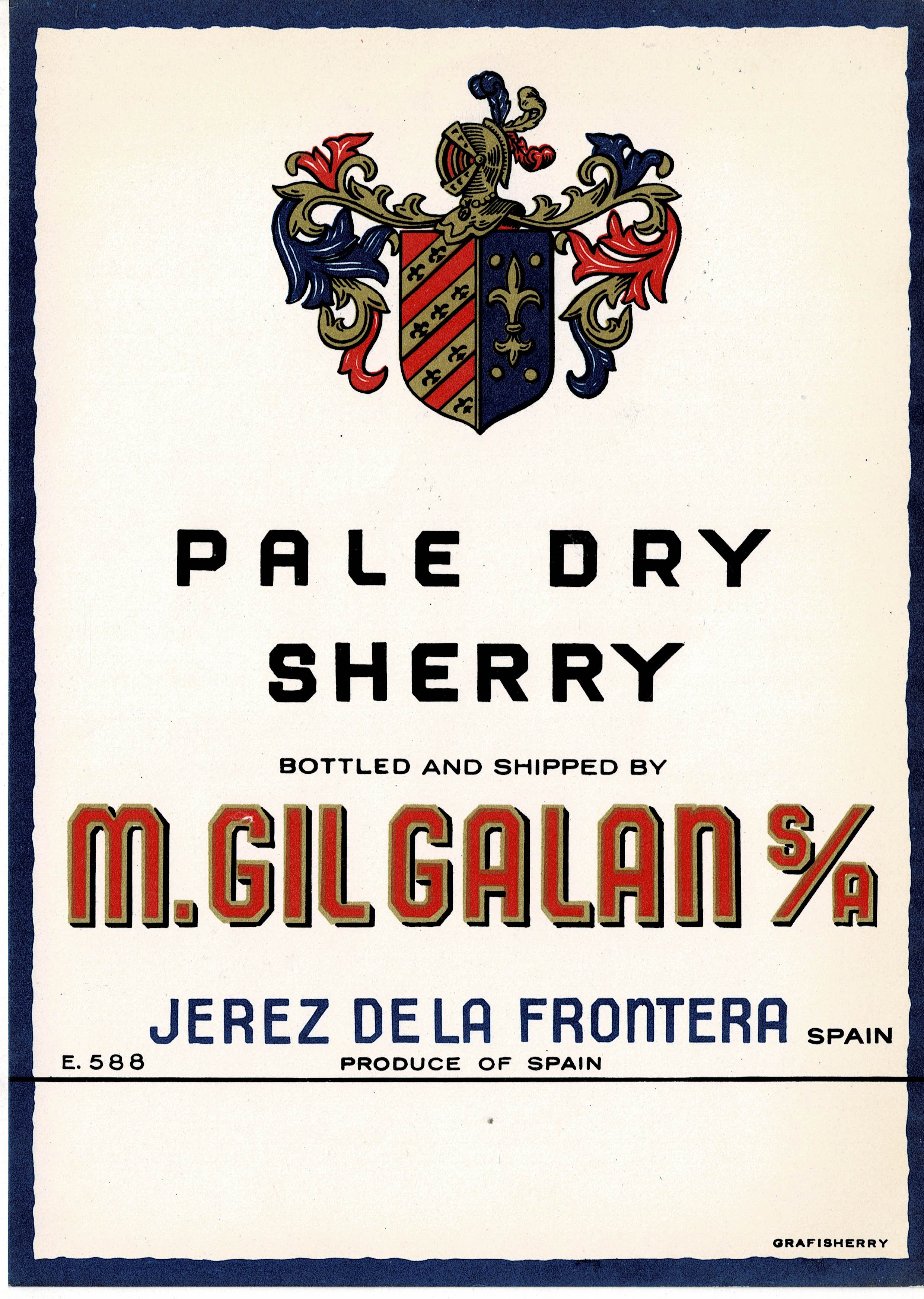 ETIQUETA VINO PALE DRY SHERRY M. GIL GALAN S.A.