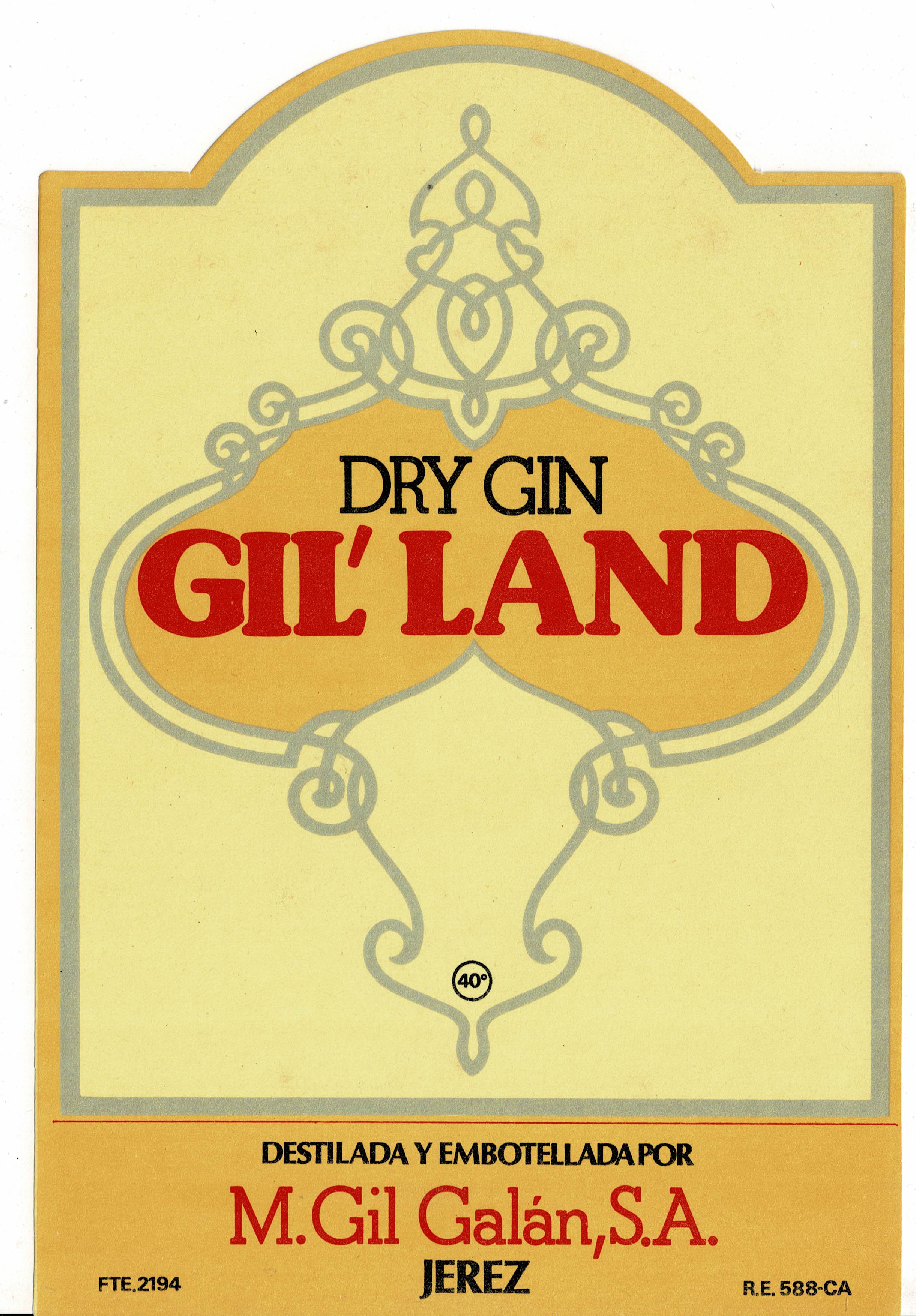 ETIQUETA DRY GIN GIL'LAND. M. GIL GALAN S.A.