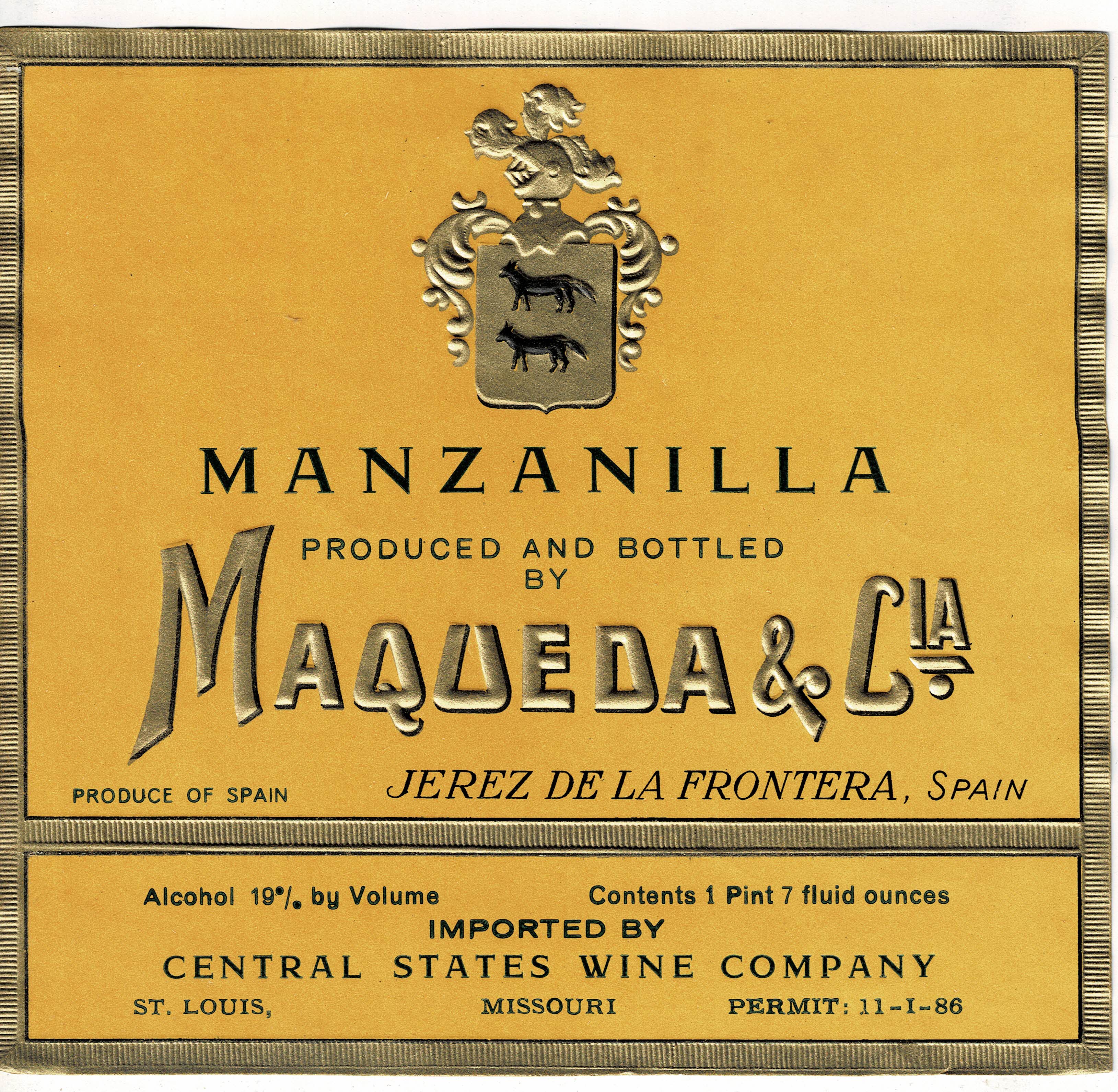ETIQUETA VINO MANZANILLA. MAQUEDA & CIA.