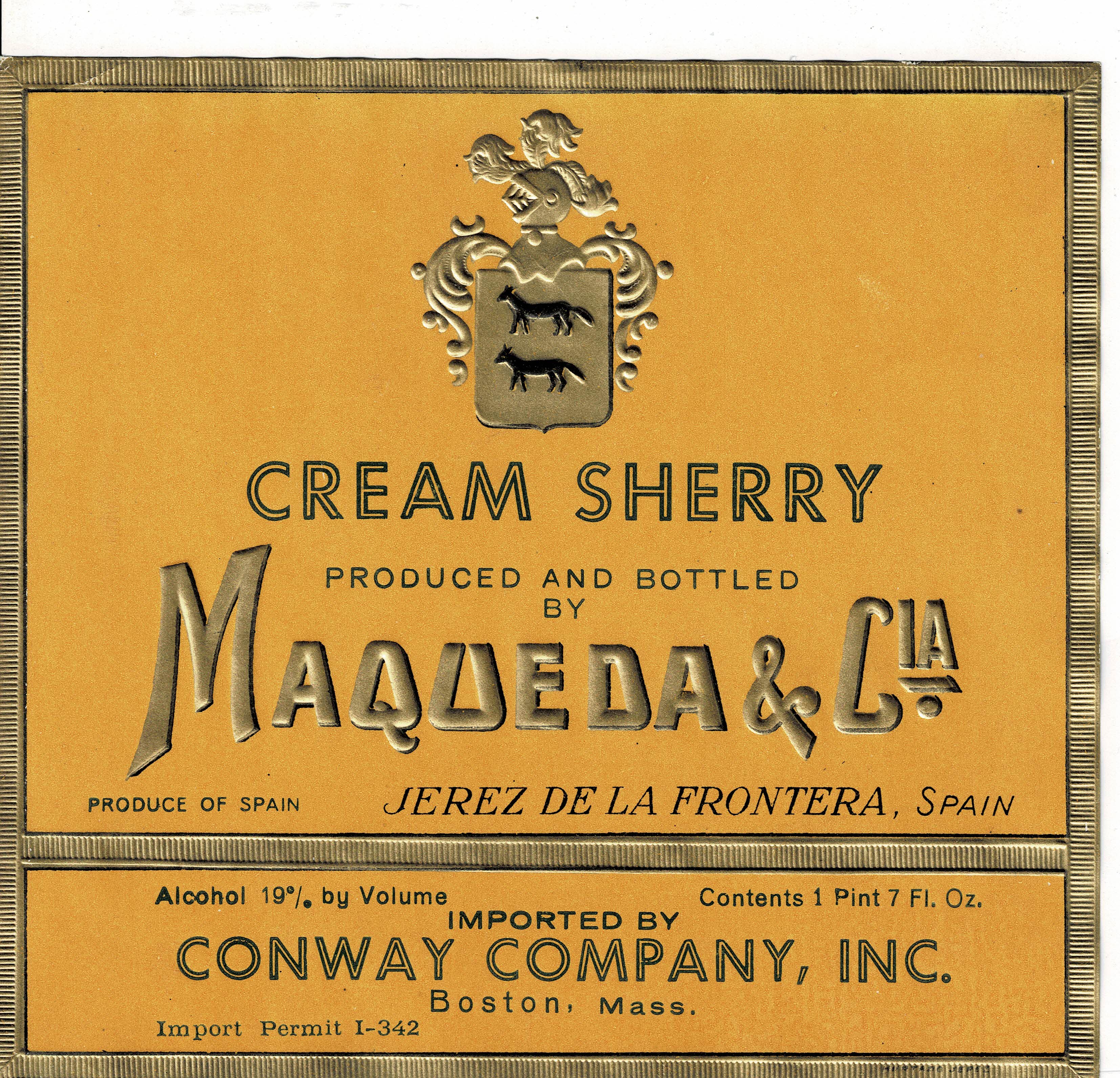ETIQUETA VINO CREAM SHERRY. MAQUEDA & CIA.