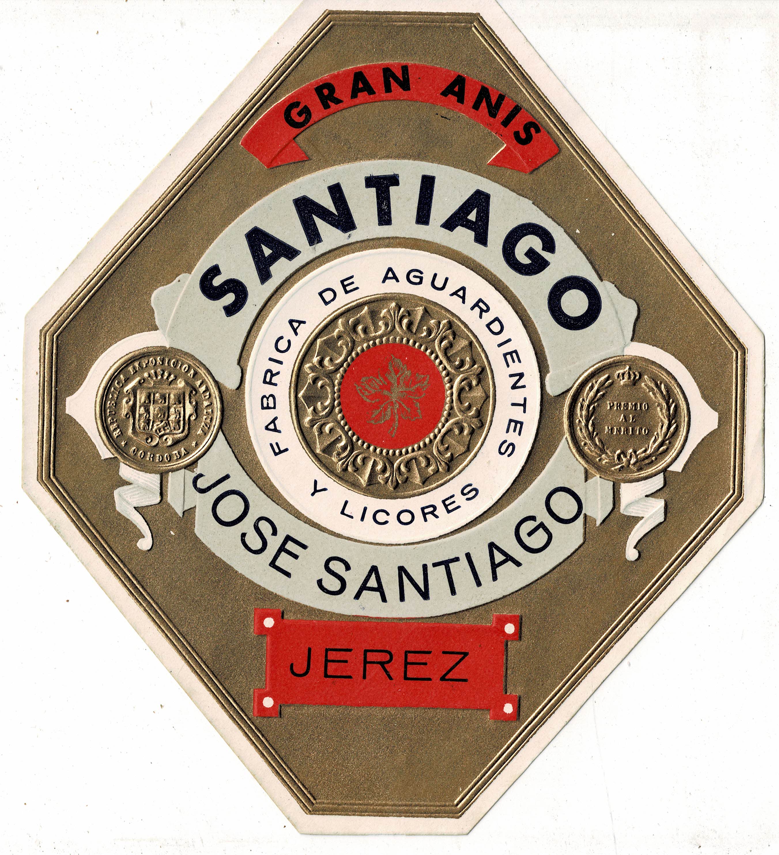 ETIQUETA DE ANIS SANTIAGO. JOSE SANTIAGO. JEREZ