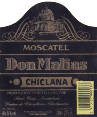 ETIQUETA DE VINO MOSCATEL DON MATIAS - CHICLANA (CADIZ).