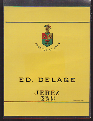 ETIQUETA DE VINO ED. DELAGE - JEREZ (SPAIN).