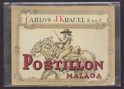 ETIQUETA DE VINO POSTILLON (MALAGA) - CARLOS J.KRAUEL S. EN C.