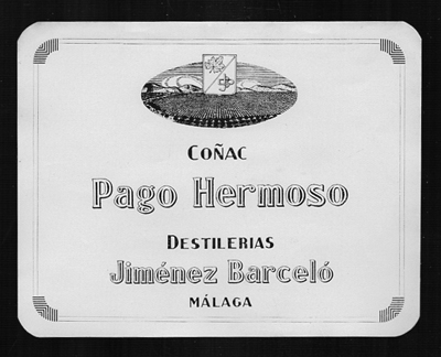 ETIQUETA DE COÑAC PAGO HERMANO - DESTILERIAS JIMENEZ BARCELO (MALAGA).